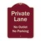 Signmission Designer Series-Private Lane No Outlet No Parking Burgungy, 24" x 18", BU-1824-9777 A-DES-BU-1824-9777 - alternate 1